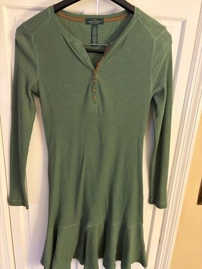 Lauren Ralph Lauren Olive Green Ribbed Long-Sleeve Midi Dress